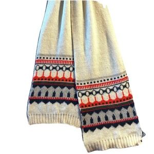 GAP Womans Fair Isle Sweater Scarf‎ Mohair Knit Nordic Gray Blue Orange NWT